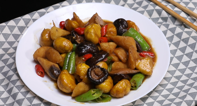 板栗山药烧香菇